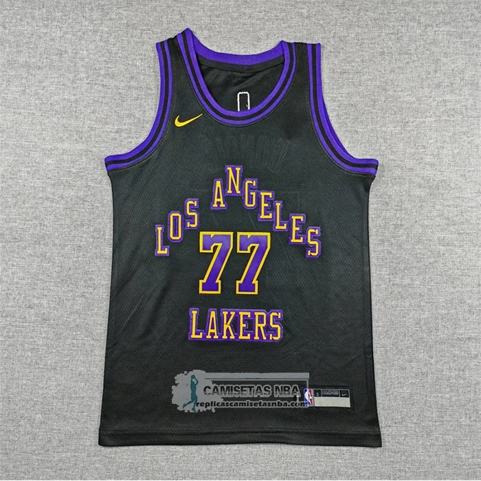 Camiseta Nino Los Angeles Lakers Luka Doncic NO 77 Ciudad 2025-26 Negro